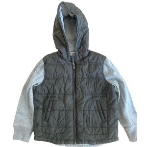 Tucker + Tate Boys Hooded Puffer Jacket with Knit Sleeves Size 5